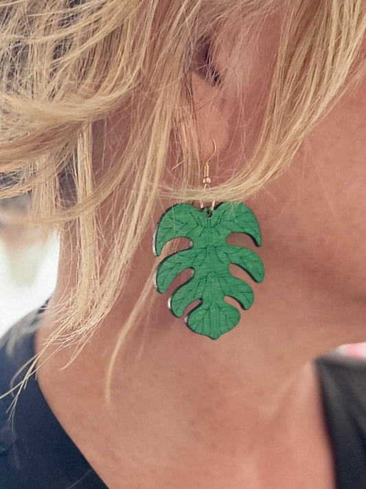Monstera Leaf Earrings